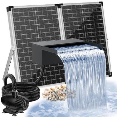 Imagem de Cascata para lago com painel solar 70W POPOSOAP em aço inoxidável