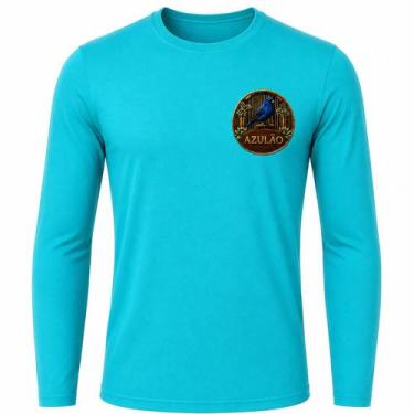 Imagem de Camisa Uv +50 Pássaro Azulão - Proteção Solar cor:Azul TurquesaTamanho