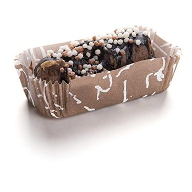 Imagem de Panificio Premium 10,16 cm, 127,5 g: copos de papel elíptico grandes perfeitos para muffins, cupcakes ou mini lanches – design de impressão de wisp chocolate marrom – reciclável – 200-CT