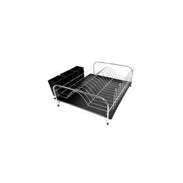 Imagem de Escorredor Bali Com Bandeja E Porta Talher Plastico Preto