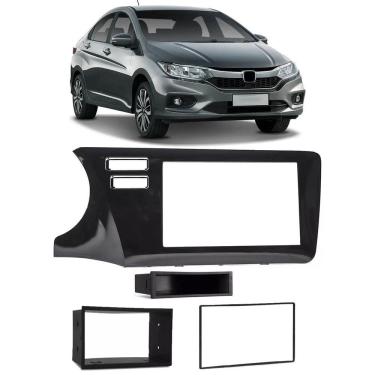 Imagem de Moldura De Painel 1 e 2 Din Honda City 2015 2016 2017 2018 2019 2020 - Black Piano