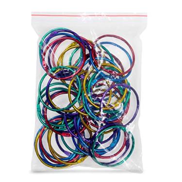 Imagem de Hygloss Anéis para livros de produtos – Anéis para fichário de aço colorido sortido de 5 cm, pacote com 50