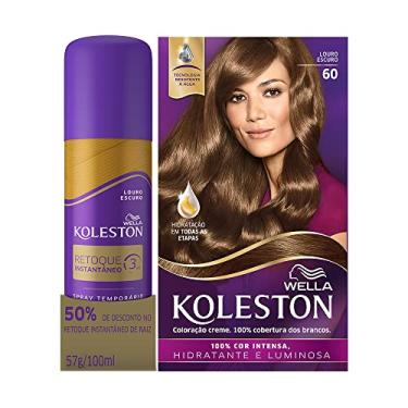 Imagem de Kit Koleston Tinta de Cabelo Louro Escuro 60 e Retoque Instantâneo Spray Louro Escuro 100ml