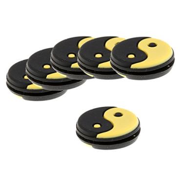 Imagem de Simhoa Amortecedor de vibração com raquete de tênis de 6 peças com amortecedor absorvente de choque presentes - preto amarelo