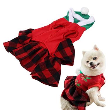 Imagem de Fantasias de Natal para cães, vestido xadrez de inverno para animais de estimação fácil de usar para cães pequenos e médios(XL)