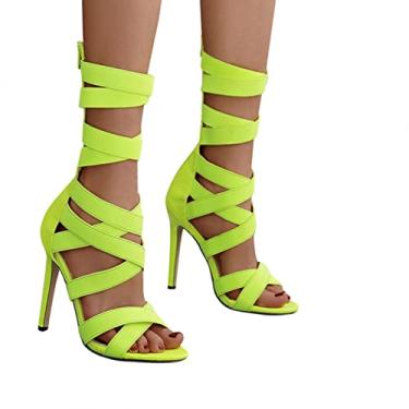 Imagem de Sandálias femininas casuais de verão confortáveis sandálias boêmias casuais com tiras sandálias planas de praia retrô com clipe nos dedos dos pés, Z04 - Amarelo, 8
