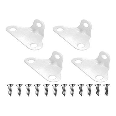 Imagem de BemFixa Bemfixa6400 Cantoneira de Fixação para Moveis com Tres Furos, Zincado, 4 unidades,Branco