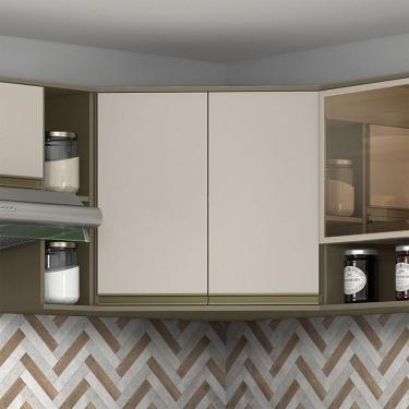 Imagem de Armário Aéreo de Canto Évelin 2 Portas Duna e Cristal 68 cm