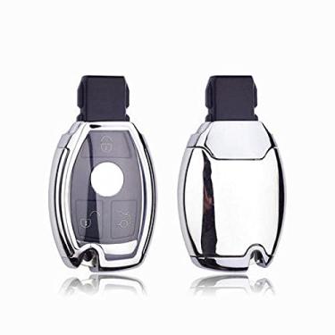Imagem de CSHU TPU Car Key Case Cover Chaveiro Ring Key Bag, apto para Mercedes Benz W203 W210 W211 W124 W202 W204 AMG, prata
