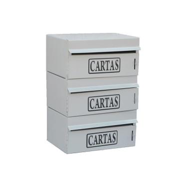 Imagem de Caixa Correio Condomínio Frontal Para Muro Cinza 3 Módulos