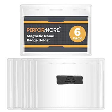 Imagem de Performore Pacote com 6 kits de porta-crachás magnéticos, etiquetas horizontais de 11 x 8 cm para convenções, expositores, eventos - protetor de porta-cartão de vacina para registro de imunização CDC