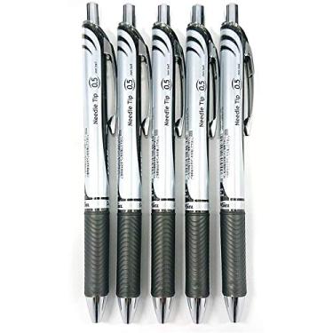 Imagem de Pentel EnerGel Deluxe RTX caneta de gel líquido retrátil, 0,5 mm, linha fina, ponta de agulha, conjunto de 5