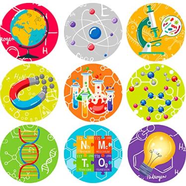 Imagem de 1800 peças de adesivos de ciência para crianças adesivos de recompensa de professores de ciências adesivos de favor de festa de ciência adesivos de chocolate a granel decalques de ciência para laboratório de química tema de aniversário lembrancinhas de festa, 9 estilos