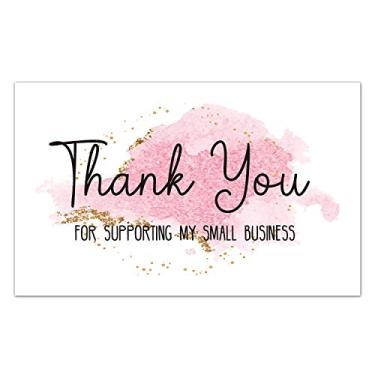 Imagem de 50 cartões de agradecimento para pequenas empresas, agradecemos você a apoiar meu negócio cartões de agradecimento de clientes, inserção do pacote para pedido de compra, 9 x 5 cm.