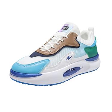 Imagem de Legou Calçados masculinos solteiros respiráveis Calçados masculinos de fundo grosso Calçados esportivos casuais azul da água 40