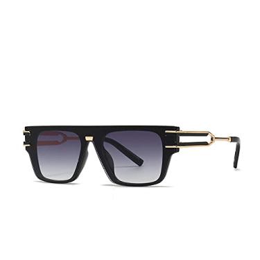 Imagem de Óculos de sol quadrados fashion femininos masculinos designer gradiente tons pretos uv400 óculos de sol de viagem, cinza gradiente, tamanho único