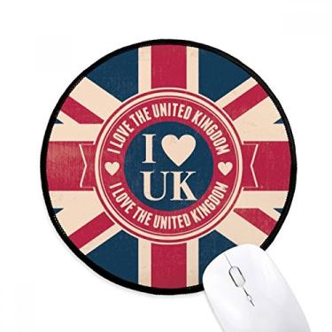 Imagem de DIYthinker I Love The United Kingdom Union Jack UK Flag Mouse Pad Desktop Office Round Mat para computador