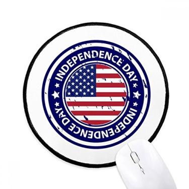 Imagem de Mouse pad com a bandeira do dia da independência dos EUA para mesa de escritório tapete redondo para computador