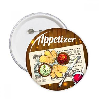 Imagem de Aperitivo fatia de pão vinho alfinetes redondos emblema botão decoração acessório 5 peças