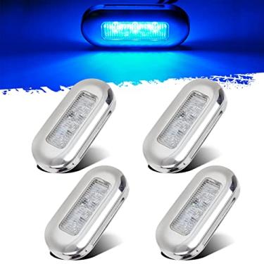 Imagem de Partsam 4 peças de 7,6 cm luz de LED oblonga de cortesia luz de popa de popa para iate pontão barco de pesca barco caiaque veleiro, luzes de cabine de barco seladas, 12V, lente transparente, montagem