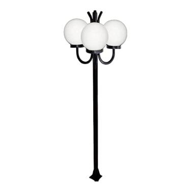 Imagem de Poste Luminária Globo G Triplo Braço Curvo Cima Preto 200cm