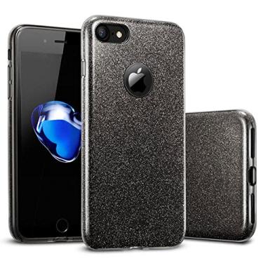 Imagem de Capa Glitter Gradiente 3 EM 1 para iphone 11 Pro Max 7 8 plus X XR XS Max 5 5S SE 6 6S Plus Case Clear PC TPU, preto, para iPhone 6 Plus