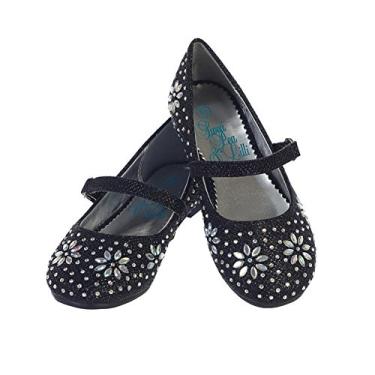 Imagem de Sapatilhas de strass para meninas Swea Pea & Lilli com alça, Preto, 7 Toddler