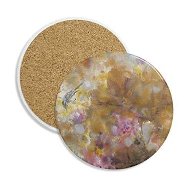 Imagem de Caneca de vidro de setembro Lotus XJJ com pintura a óleo copo protetor de mesa pedra absorvente