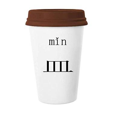 Imagem de Componente do personagem chinês min. Caneca de café bebendo vidro cerâmica copo tampa