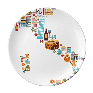 Imagem de Mapa da bandeira nacional da Itália Placa decorativa de porcelana Salver Prato de jantar