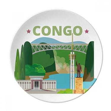 Imagem de Prato decorativo de porcelana Salver Prato de jantar da Cidade, Estátua do Congo