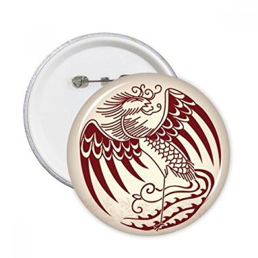 Imagem de Retrato de animal de fênix chinesa pinos redondos distintivo decoração de roupas presente 5 peças