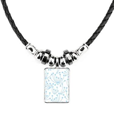 Imagem de DIYthinker Colar de tinta de planta azul com pingente de corda de couro Torque