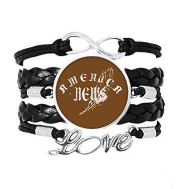 Imagem de OFFbb-USA Pulseira National Information News com pulseira de couro torcido para presente
