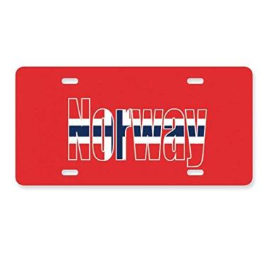 Imagem de DIYthinker Placa de carro com nome da bandeira da Noruega, acessório de aço inoxidável
