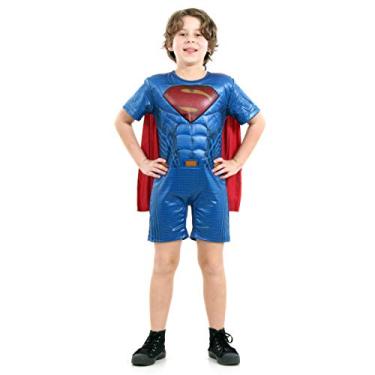 Imagem de Super Homem Curto com Musculatura Infantil Sulamericana Fantasias Azul/Vermelho G 10/12 Anos