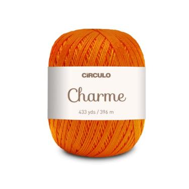Imagem de Fio Circulo Charme para crochê e tricô - 100% algodão virgem brasileiro mercerizado - peso esportivo macio - cor 4445 - tangerina
