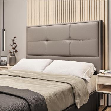 Imagem de Cabeceira Estofada Casal 140cm Corino Monte Carlo Dobuê - Kaqui