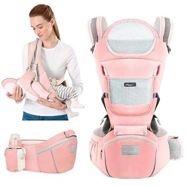Imagem de Bolsa Canguru Ergonômico Bebê Mãe Premium 12 Posições 3 Em 1 cor Rosa