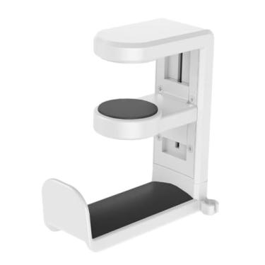 Imagem de ＫＬＫＣＭＳ Suporte para fone de ouvido, suporte para fone de ouvido, montagem sob o rack de exibição, gancho para fone de ouvido, braçadeira giratória, BRANCO