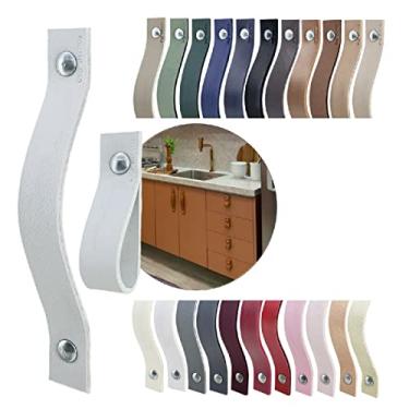 Imagem de Puxador Alça Full Parafuso para Móveis Armário Guarda Roupa Gaveta Porta Baús Caixas Bandeja Cesto Tábua Cor Textura de Couro (Cinza Claro)