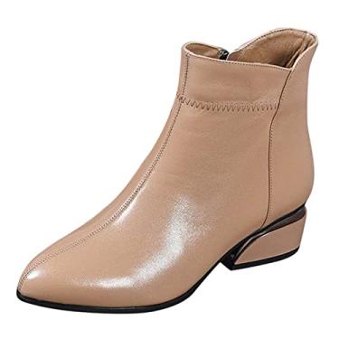 Imagem de Moda masculina clássica de couro para negócios sapatos de camurça frente cadarço botas curtas femininas com franjas botas e botas, Caqui, 7