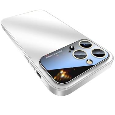 Imagem de CQSJX Capa fina para iPhone 15 Pro Max/15 Pro/15, protetor de lente de câmera de vidro de janela, capa traseira protetora de TPU fosco à prova de choque, branco, 15Pro