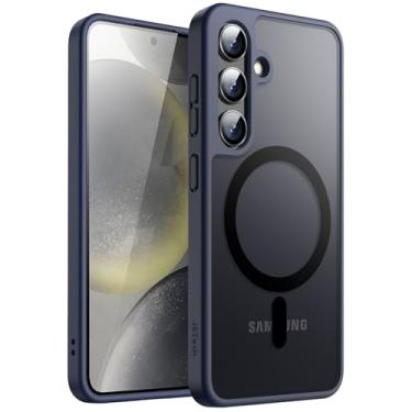 Imagem de JETech Capa Magnética para Samsung Galaxy S24+ / S24 Plus 5G, Compatível com MagSafe, Case Capinha para Translúcida Fosca Traseira à Prova de Choque (Azul Profundo)