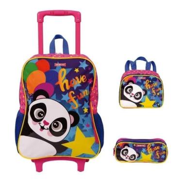 Imagem de Kit Mochila Lancheira Estojo Panda Sestini Colorido