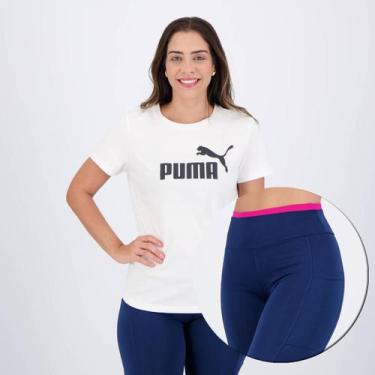 Imagem de Conjunto Puma Camiseta + Calça Legging Costa Rica Branco E Marinho - K