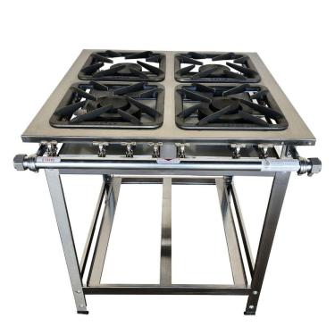 Imagem de Fogão Industrial Gold 4 Bocas 2QS 2QD Baixa Pressão Perfil 7 Inox 430 Cefaz