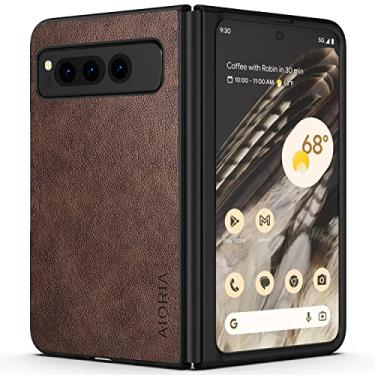 Imagem de Capa dobrável para Google Pixel, capa de telefone de couro premium design retrô capa protetora completa para Google Pixel Fold 5G (café)