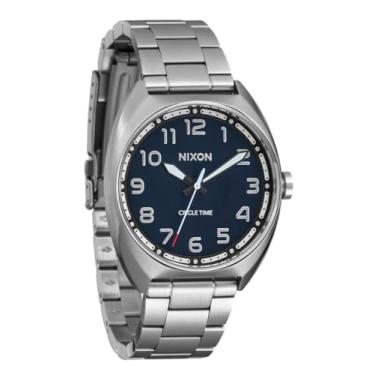 Imagem de NIXON Relógio analógico masculino Mullet A1401-100 m resistente à água (face de 38 mm. Pulseira de aço inoxidável de 20 mm), Prata/azul-petróleo, One Size, Tainha de aço inoxidável