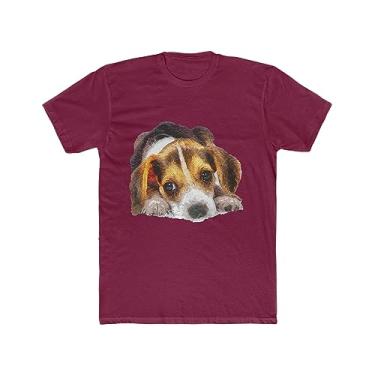 Imagem de Camiseta masculina Beagle "Daisy Mae" de algodão da Doggylips™, Vermelho cardeal sólido, M